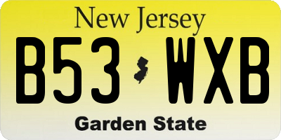NJ license plate B53WXB