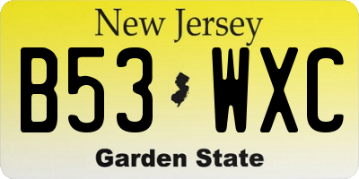 NJ license plate B53WXC