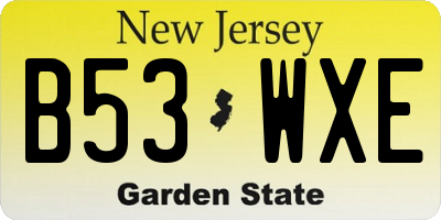 NJ license plate B53WXE