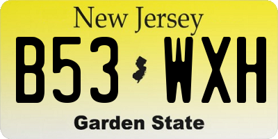 NJ license plate B53WXH