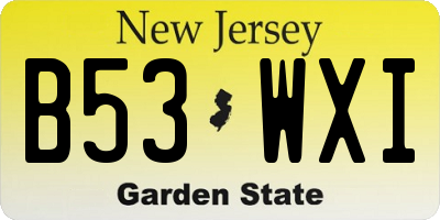 NJ license plate B53WXI