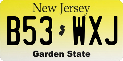 NJ license plate B53WXJ