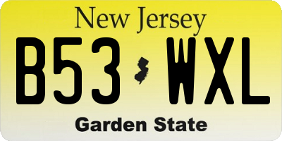 NJ license plate B53WXL