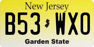 NJ license plate B53WXO