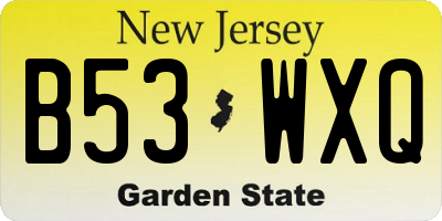 NJ license plate B53WXQ