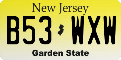 NJ license plate B53WXW