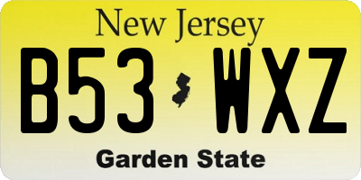 NJ license plate B53WXZ