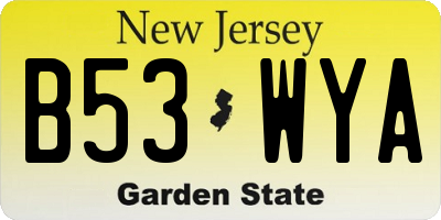 NJ license plate B53WYA