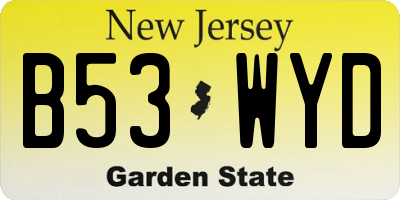 NJ license plate B53WYD