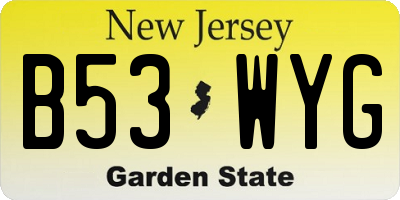 NJ license plate B53WYG