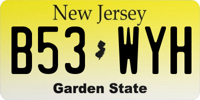 NJ license plate B53WYH