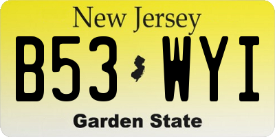 NJ license plate B53WYI