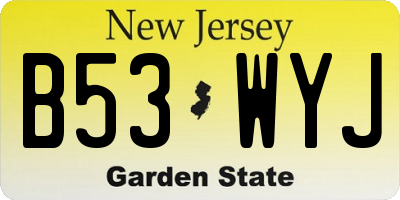 NJ license plate B53WYJ