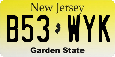 NJ license plate B53WYK