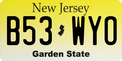 NJ license plate B53WYO