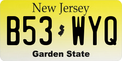NJ license plate B53WYQ