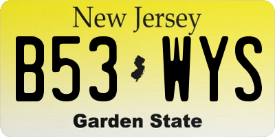 NJ license plate B53WYS