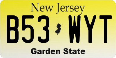 NJ license plate B53WYT