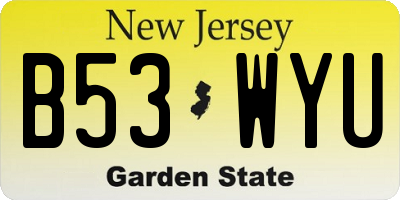 NJ license plate B53WYU