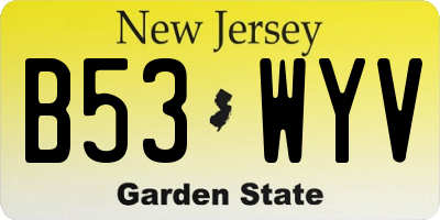 NJ license plate B53WYV