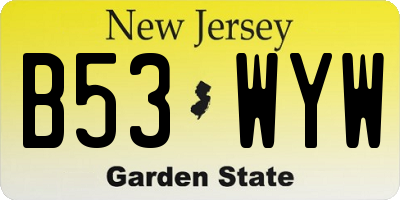 NJ license plate B53WYW