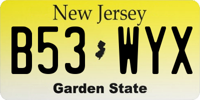 NJ license plate B53WYX