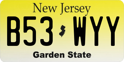 NJ license plate B53WYY