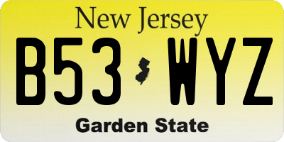 NJ license plate B53WYZ