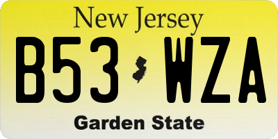 NJ license plate B53WZA
