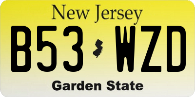 NJ license plate B53WZD