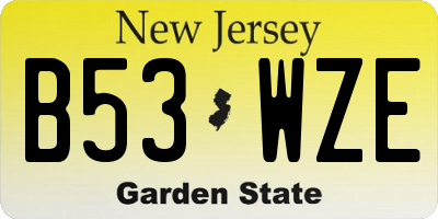 NJ license plate B53WZE