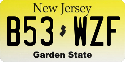 NJ license plate B53WZF