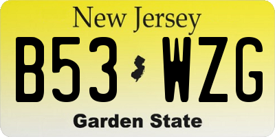 NJ license plate B53WZG