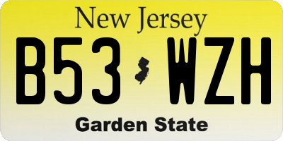 NJ license plate B53WZH