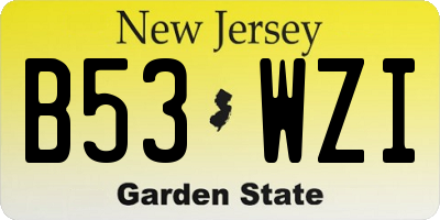 NJ license plate B53WZI