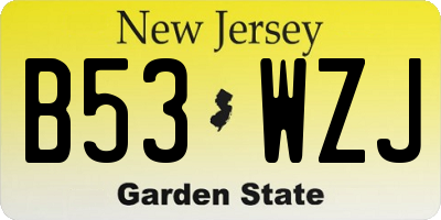 NJ license plate B53WZJ