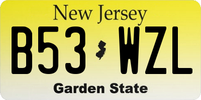 NJ license plate B53WZL