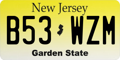 NJ license plate B53WZM