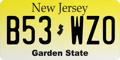 NJ license plate B53WZO