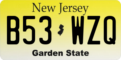 NJ license plate B53WZQ