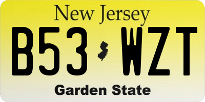 NJ license plate B53WZT