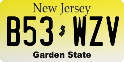 NJ license plate B53WZV