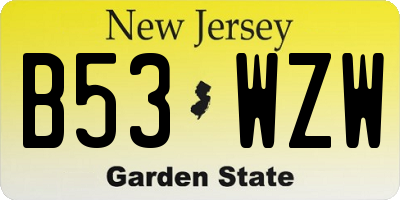 NJ license plate B53WZW