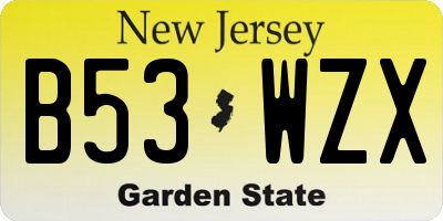 NJ license plate B53WZX