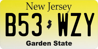 NJ license plate B53WZY