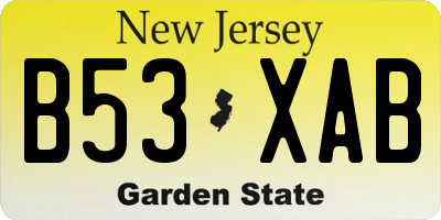 NJ license plate B53XAB