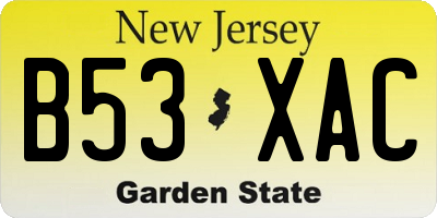 NJ license plate B53XAC