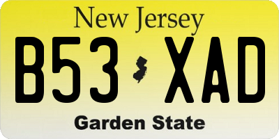 NJ license plate B53XAD