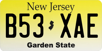 NJ license plate B53XAE