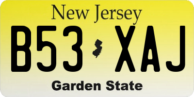 NJ license plate B53XAJ